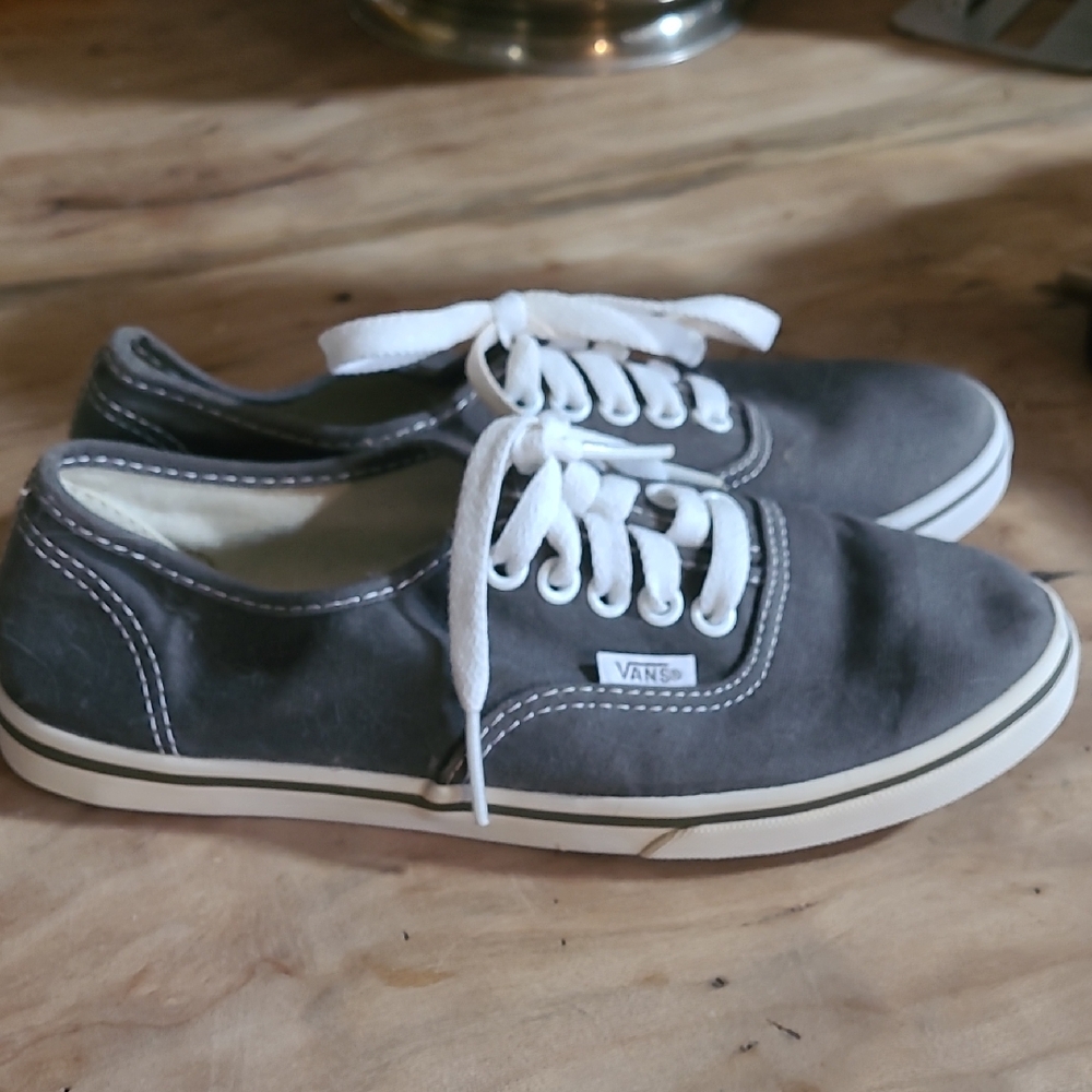 Vans Charcoal Canvas Shoes with White Accents